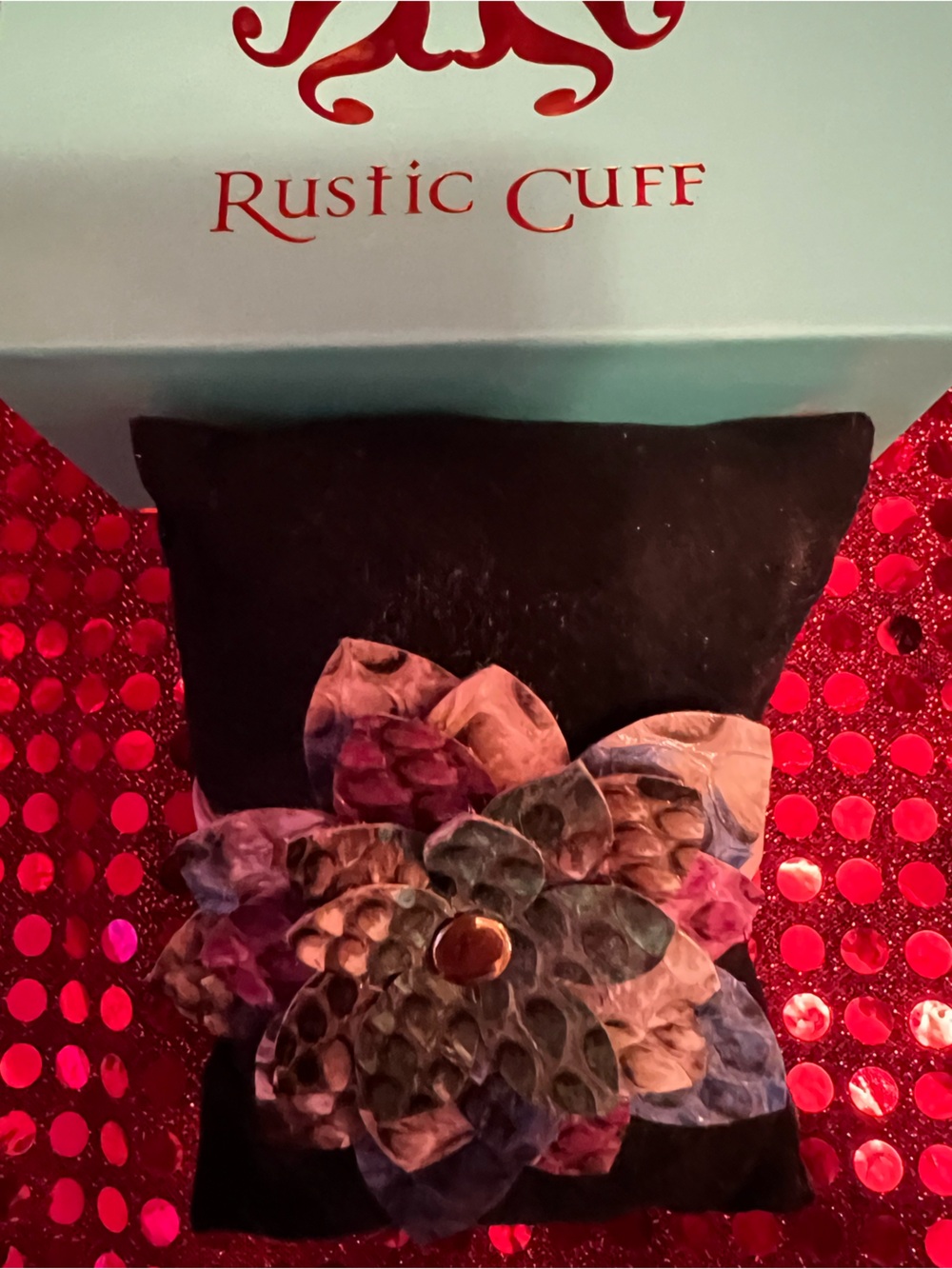RUSTIC CUFF FLOWER WRAP BRACELET